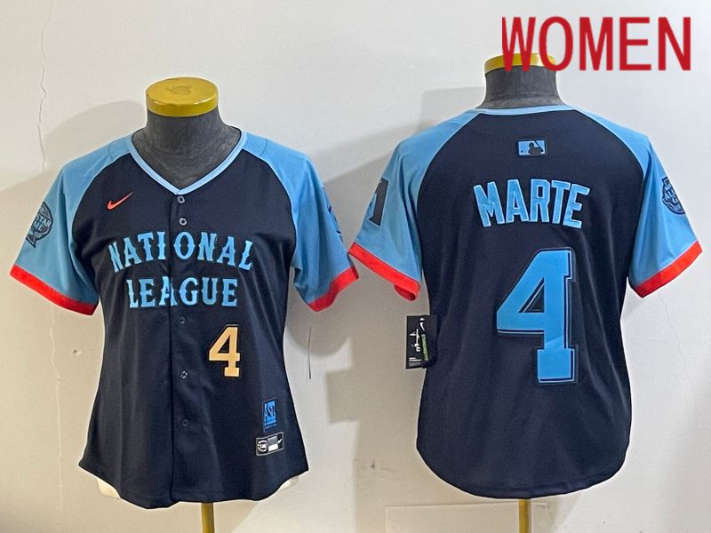 Women Arizona Diamondback #4 Marte Blue All star 2024 Nike MLB Jersey style 4